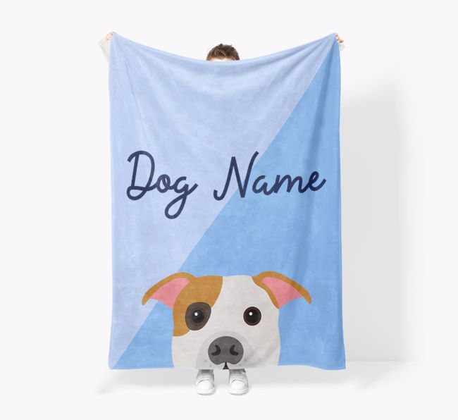 Peeking Name: Personalized {breedFullName} Premium Sherpa Fleece Blanket